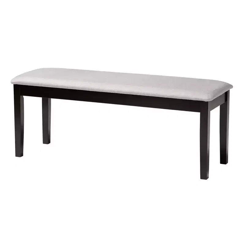 Juego de comedor moderno de tela y madera para 6 personas – 4 sillas + banco + mesa
