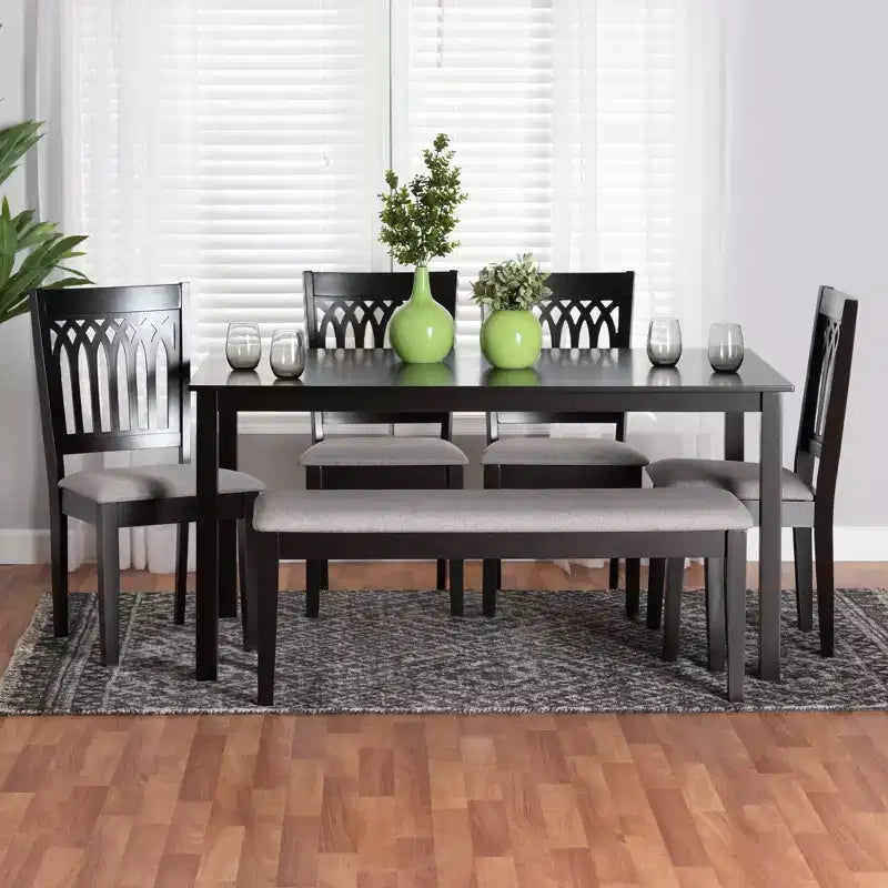 Baxton Studio Genesis Modern Fabric Wood Dining Set