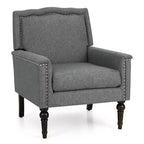 Costway 1/2 PCS Mid-century Modern Armchair with Thick Cushion & Rubber Wood Legs for Living Room Grey
