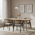 LeisureMod Ervilla Modern Dining Chairs Set of 2  Upholstered Seat, Black Steel Frame, Stylish Dining Room, Kitchen, Cafe, Table Seating