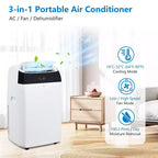 Climatiseur portable 14000 BTU 3 en 1 avec télécommande, mode froid, double moteur et balayage automatique