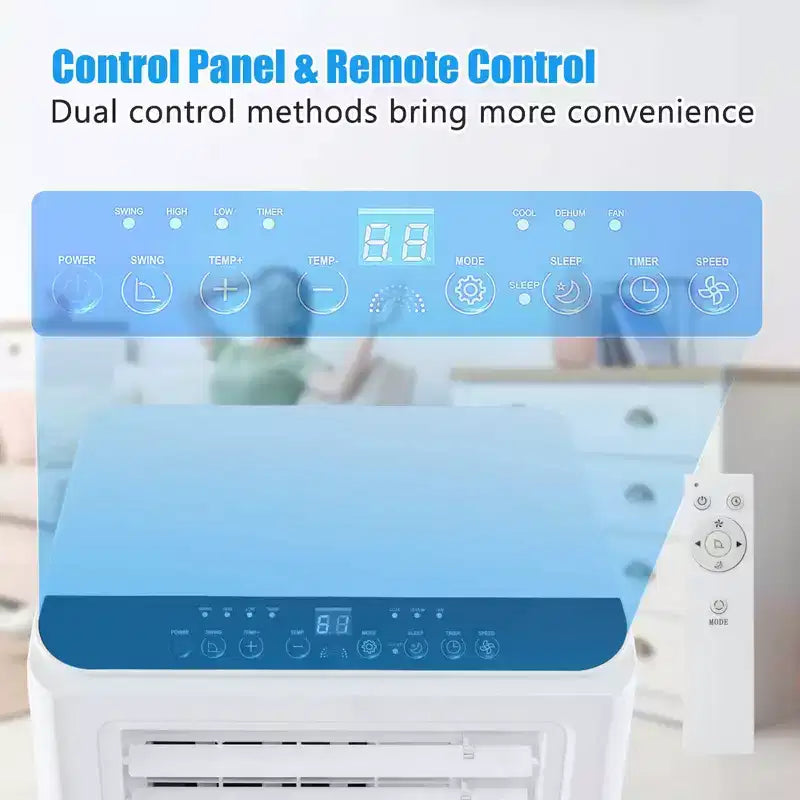 Climatiseur portable Costway 8000 BTU 3-en-1 Refroidisseur d'air Déshumidificateur Ventilateur Minuteur 24H 5000 BTU (8000 BTU ASHRAE)