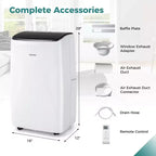 Climatiseur portable Costway 9200 BTU (14000 BTU ASHRAE) avec chauffage, unité de climatisation domestique intelligente compatible Wi-Fi