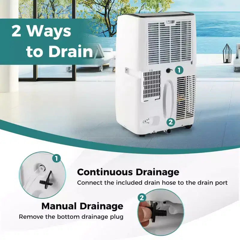 Climatiseur portable Costway 9200 BTU (14000 BTU ASHRAE) avec chauffage, unité de climatisation domestique intelligente compatible Wi-Fi