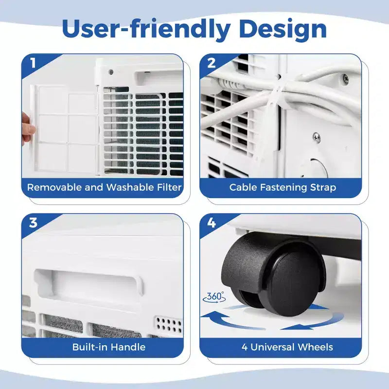 Climatiseur portable Costway 9000 BTU 3 en 1 avec ventilateur, déshumidificateur et mode veille 6250 BTU (9000 BTU ASHRAE)