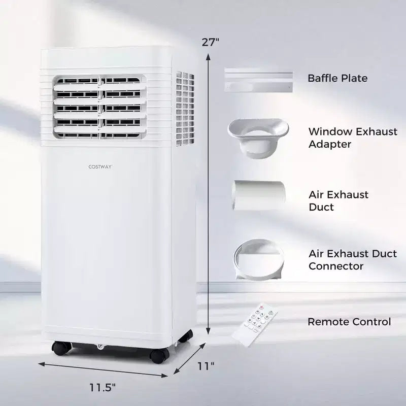 Climatiseur portable Costway 9000 BTU 3 en 1 avec ventilateur, déshumidificateur et mode veille 6250 BTU (9000 BTU ASHRAE)