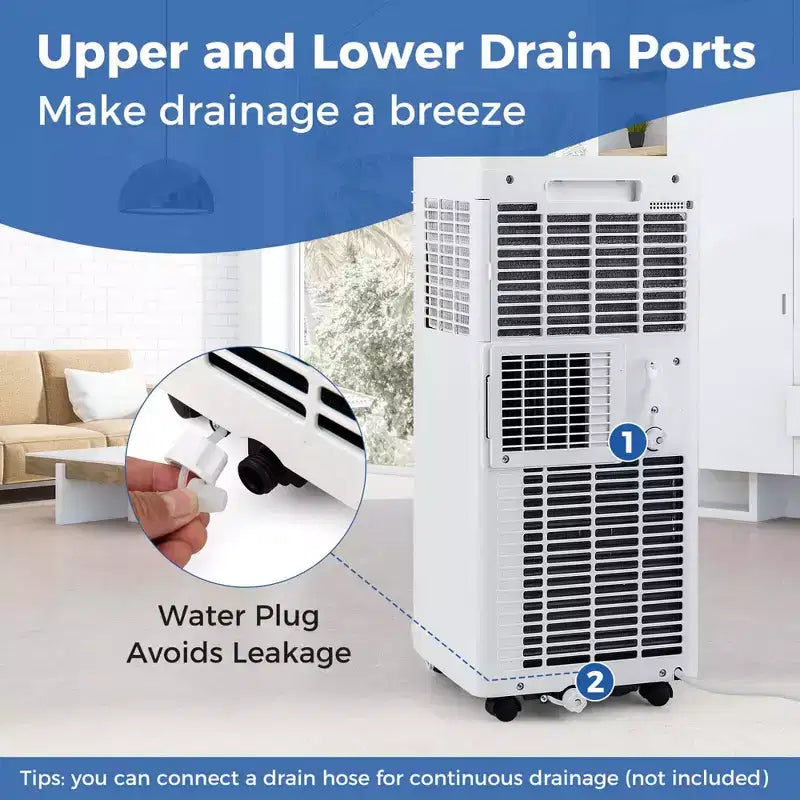 Climatiseur portable Costway 9000 BTU 3 en 1 avec ventilateur, déshumidificateur et mode veille 6250 BTU (9000 BTU ASHRAE)