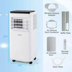 Climatiseur portable Costway 8000 BTU refroidit jusqu'à 23 m² avec ventilateur et déshumidificateur 5000 BTU (8000 BTU ASHRAE)