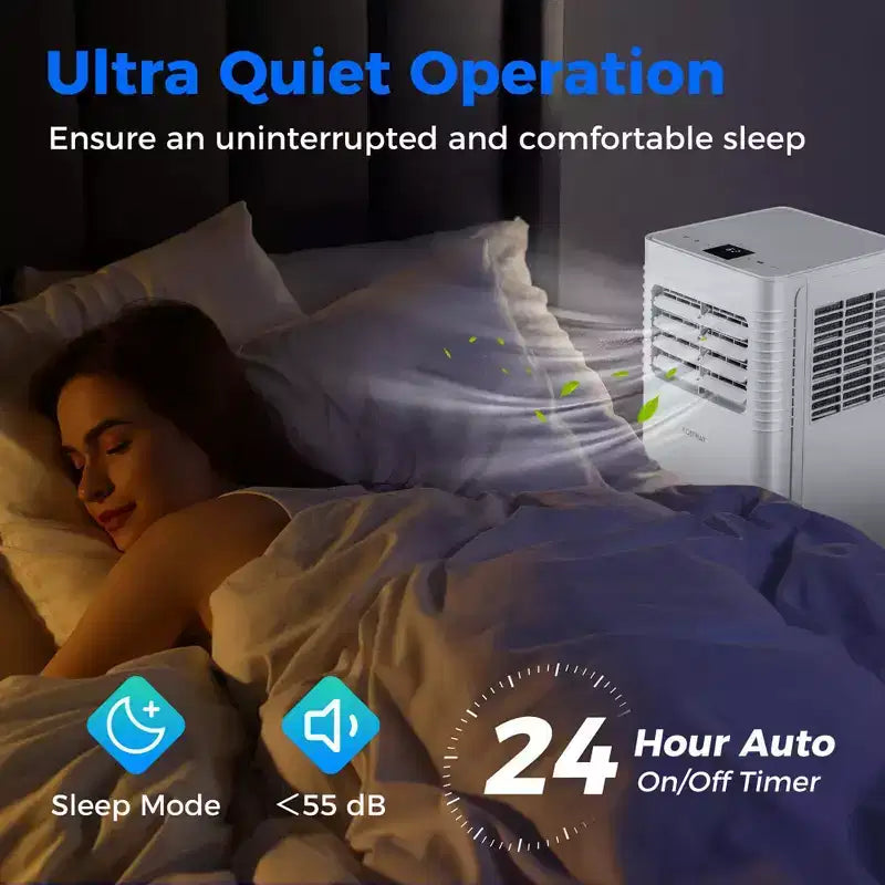 Climatiseur portable Costway 8000 BTU 3-en-1 avec ventilateur et déshumidificateur mode veille 5100 BTU (8000 BTU ASHRAE)