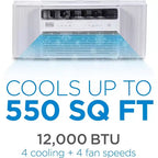 Climatiseur de fenêtre à onduleur BLACK+DECKER 12 000 BTU pour une superficie allant jusqu'à 51 m², unité de climatisation homologuée ENERGY STAR, télécommande multifonction, blanc