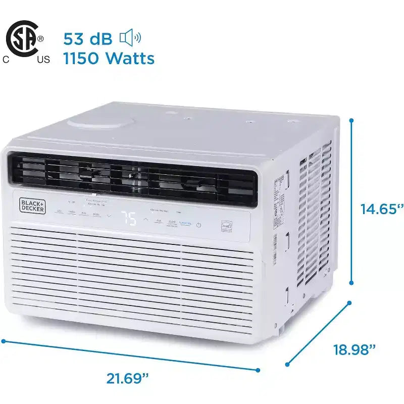 Climatiseur de fenêtre à onduleur BLACK+DECKER 12 000 BTU pour une superficie allant jusqu'à 51 m², unité de climatisation homologuée ENERGY STAR, télécommande multifonction, blanc