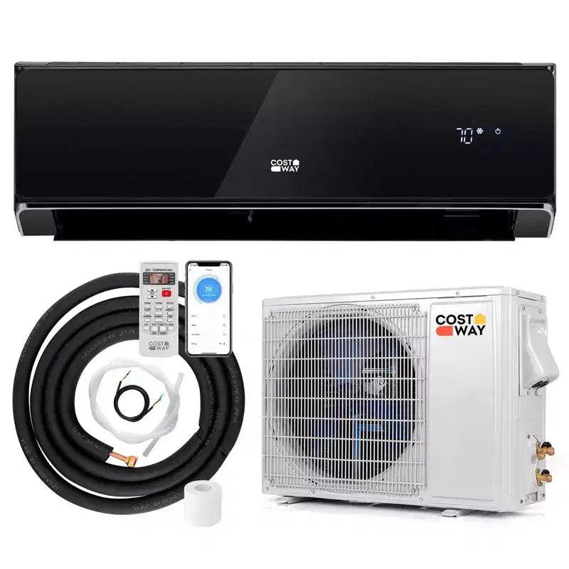 Costway 12000 BTU Wifi Enabled Mini Split Air Conditioner & Heater with Heat Pump Black/White