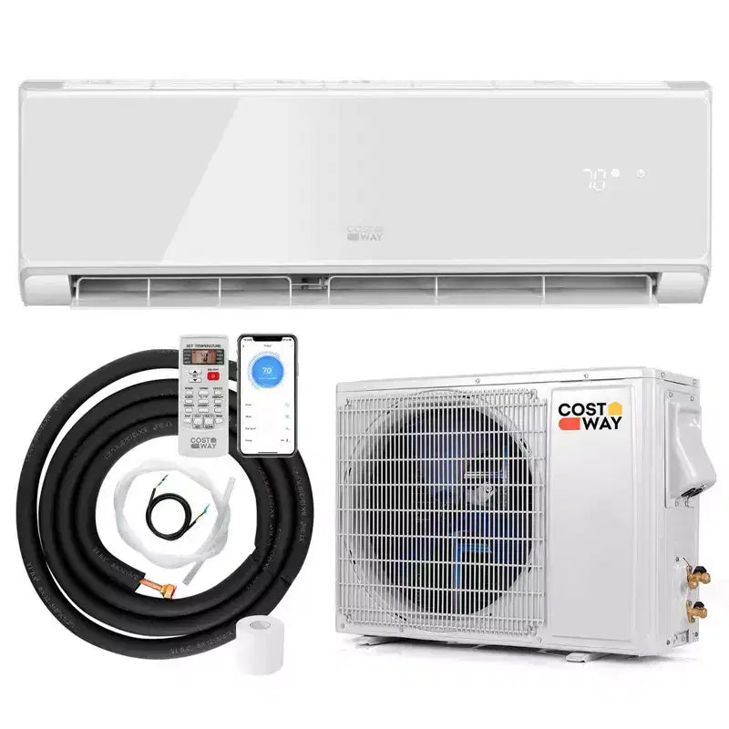 Costway 12000 BTU Wifi Enabled Mini Split Air Conditioner & Heater with Heat Pump Black/White