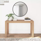 Mesa consola de 56", madera maciza, estilo estrecho moderno, negro / rubio / nogal americano