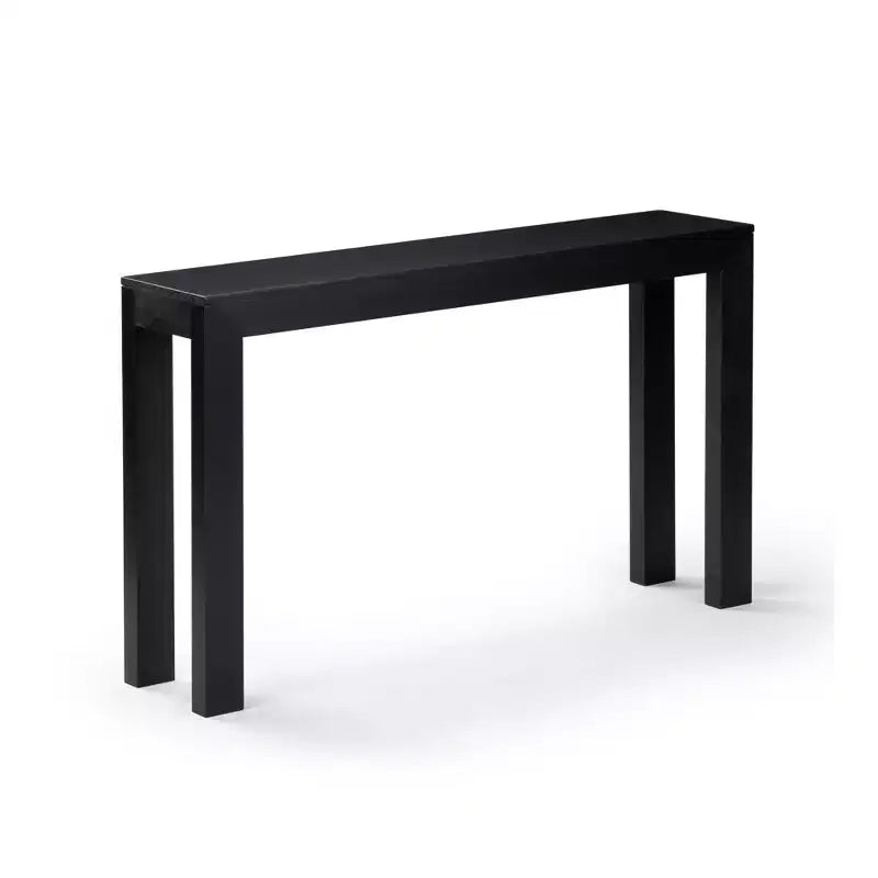 Mesa consola de 56", madera maciza, estilo estrecho moderno, negro / rubio / nogal americano