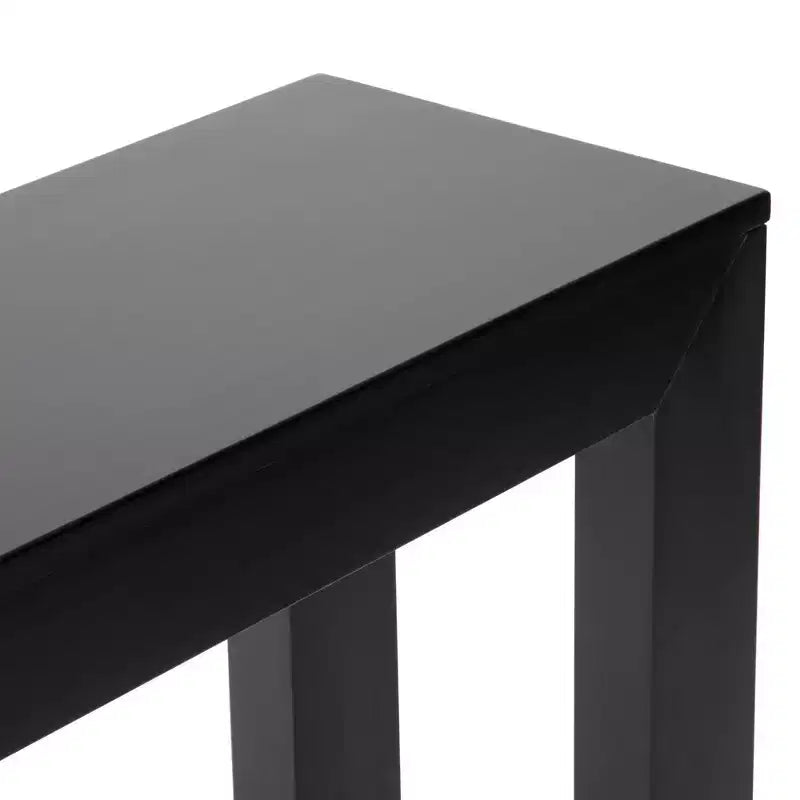 Mesa consola de 56", madera maciza, estilo estrecho moderno, negro / rubio / nogal americano