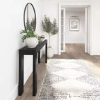 Mesa consola de 56", madera maciza, estilo estrecho moderno, negro / rubio / nogal americano