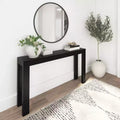 Mesa consola de 56", madera maciza, estilo estrecho moderno, negro / rubio / nogal americano
