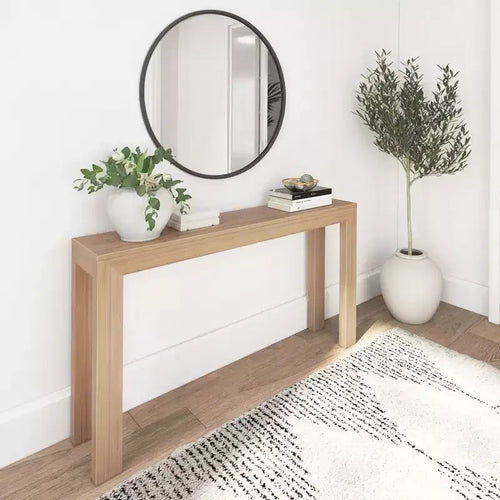 Plank+Beam 56 Modern Console Table, Solid Wood Narrow Entryway Table