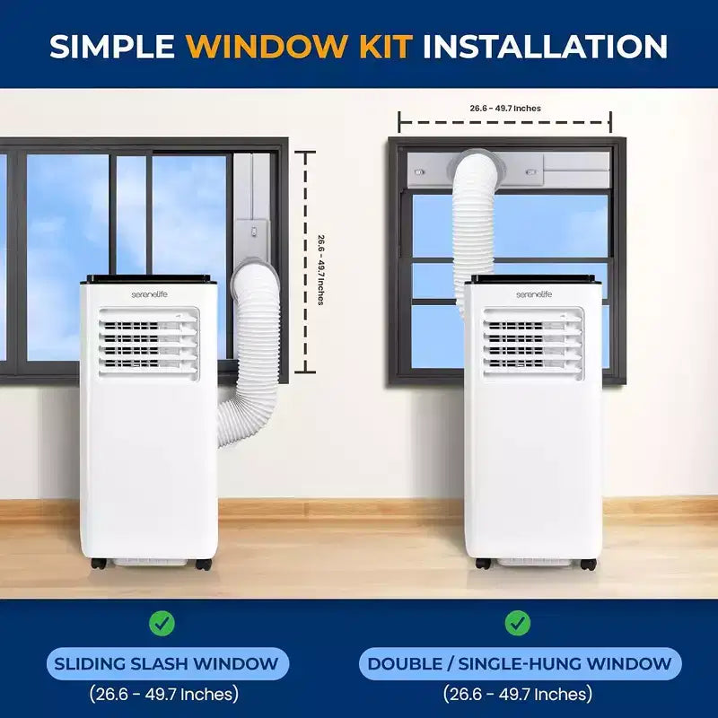 Climatiseur portable SereneLife SLACP803 avec déshumidificateur et ventilateur, 8000 BTU (blanc et noir)