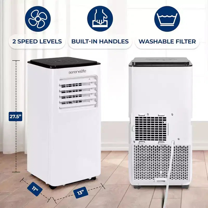 Climatiseur portable SereneLife SLACP803 avec déshumidificateur et ventilateur, 8000 BTU (blanc et noir)