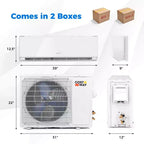 Climatiseur et Chauffage Mini Split Costway 18000 BTU avec Wi-Fi et Pompe à Chaleur Blanc/Noir