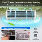 Climatiseur et Chauffage Mini Split Costway 18000 BTU avec Wi-Fi et Pompe à Chaleur Blanc/Noir