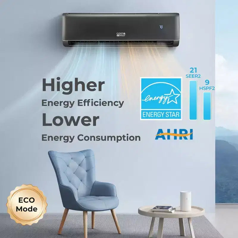 Climatiseur et Chauffage Mini Split Costway 18000 BTU avec Pompe à Chaleur