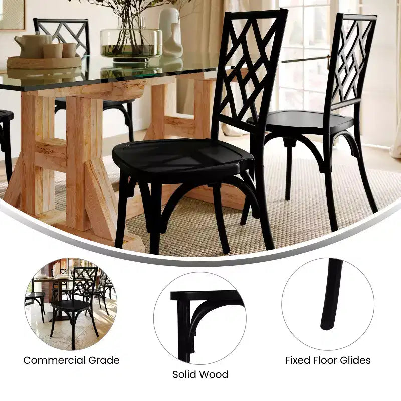 Silla de comedor de madera maciza negra/nogal americano/blanca, apilable, para 1 persona