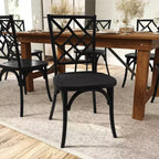 Merrick Lane Solid Wood Dining Chair with Stackable Design, Ornate Seat Back Accenting, and Elegant Finish