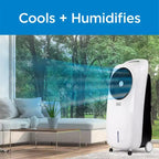 Refroidisseur d'air par évaporation BLACK+DECKER avec écran LED, télécommande, réservoir d'eau de 7,5 litres – Design compact et léger, blanc