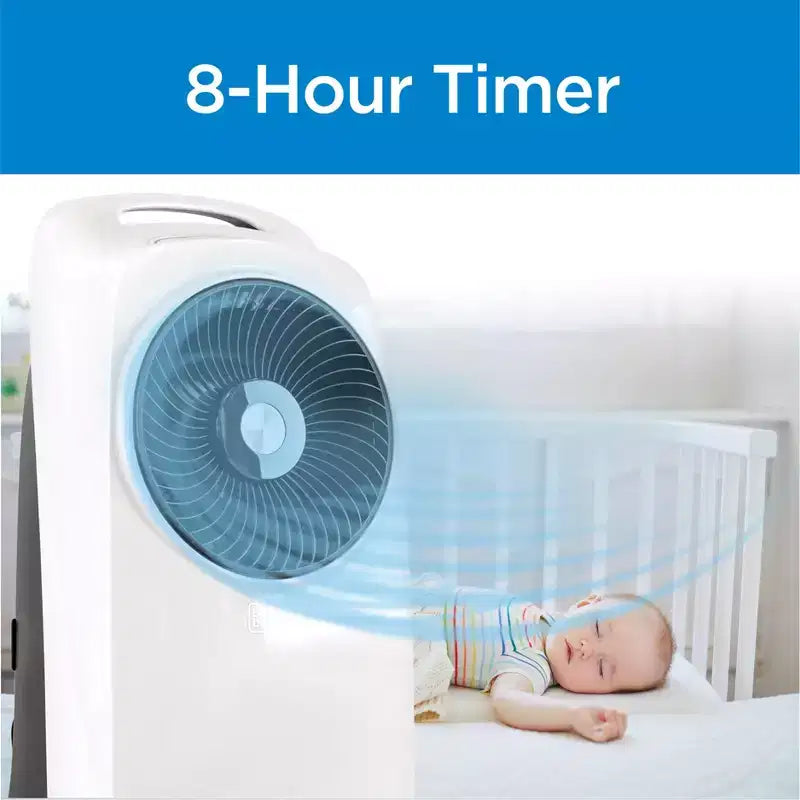 Refroidisseur d'air par évaporation BLACK+DECKER avec écran LED, télécommande, réservoir d'eau de 7,5 litres – Design compact et léger, blanc