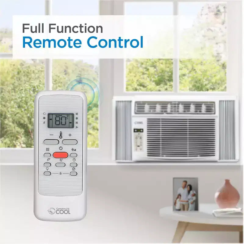Climatiseur de fenêtre COMMERCIAL COOL CWAM145W6C avec télécommande et thermostat réglable, 14300 BTU, Blanc