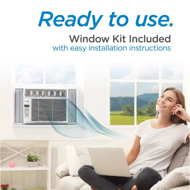 Climatiseur de fenêtre COMMERCIAL COOL CWAM145W6C avec télécommande et thermostat réglable, 14300 BTU, Blanc
