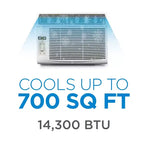 Climatiseur de fenêtre COMMERCIAL COOL CWAM145W6C avec télécommande et thermostat réglable, 14300 BTU, Blanc