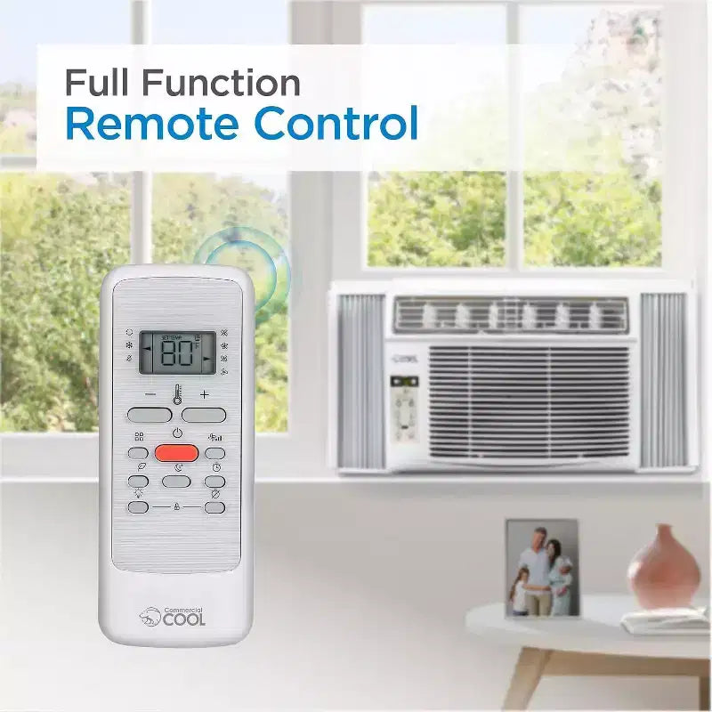 Climatiseur de fenêtre COMMERCIAL COOL CWAM145W6C avec télécommande et thermostat réglable, 14300 BTU, Blanc